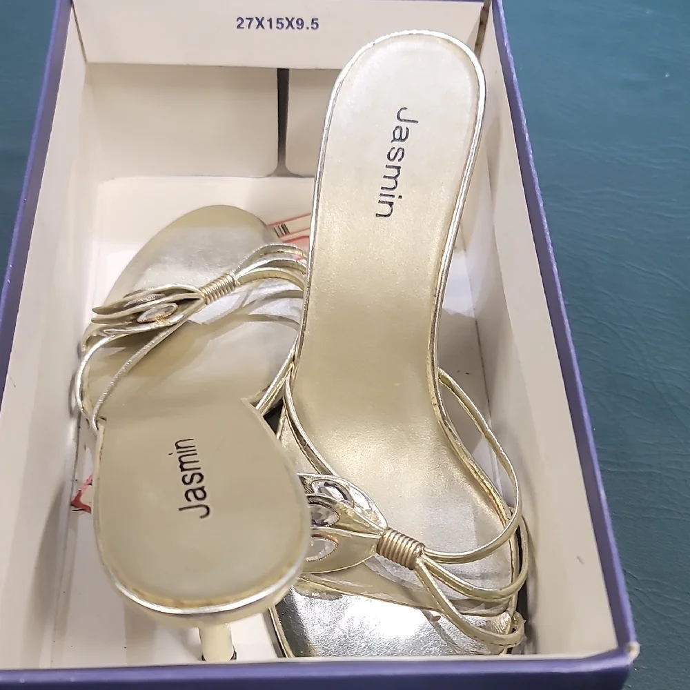 **Jasmine Metallic Gold Knot Slide Mules** - Picture 2 of 3